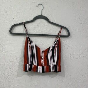 Ambiance Red and Black Striped Crop Top